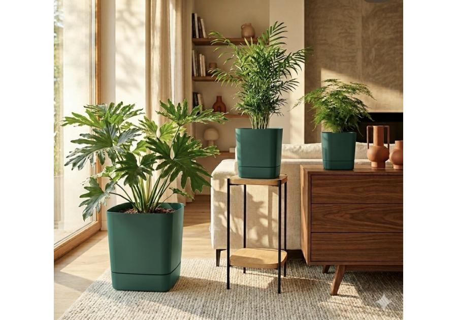 Zdjęcie: Donica z podstawką Clima 340x340 mm awokado LAMELA