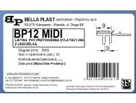 Zdjęcie: Listwa PVC przyokienna, dylatacyjna, tynkarska z uszczelką BP12 MIDI L300 9/3 biały BELLA PLAST