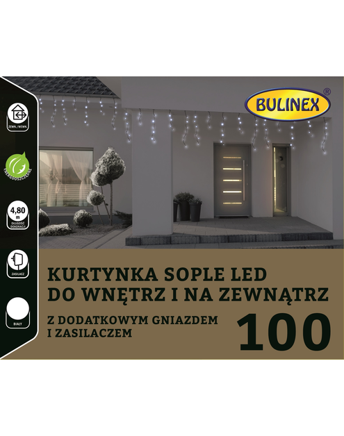 Zdjęcie: Kurtyna Sople 100 lampek - 5 m biały BULINEX