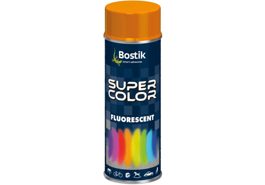 Zdjęcie: Lakier fluorescencyjny Super Color Fluorescent pomarańczowy 400 ml BOSTIK