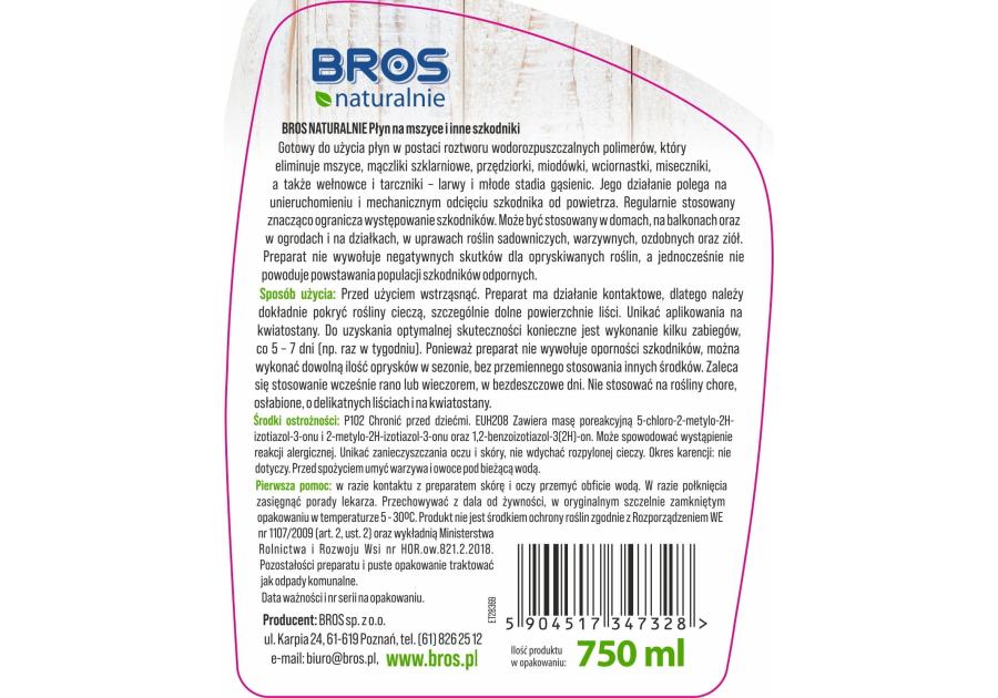 Zdjęcie: Płyn na mszyce i inne szkodniki 750 ml BROS NATURALNIE