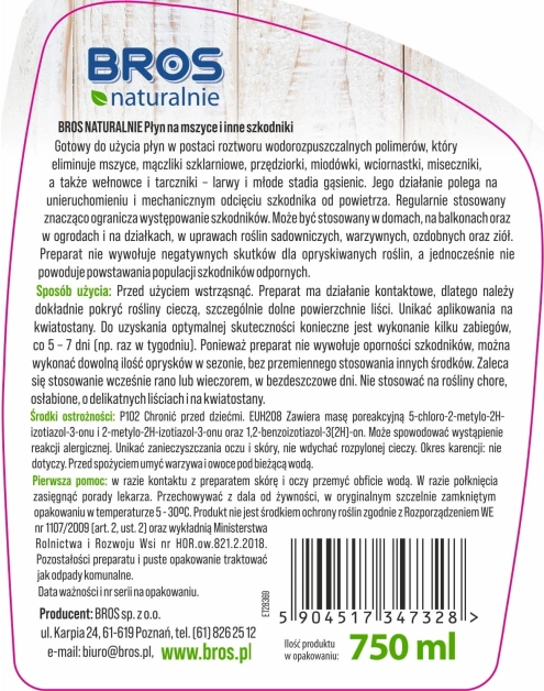 Zdjęcie: Płyn na mszyce i inne szkodniki 750 ml BROS NATURALNIE