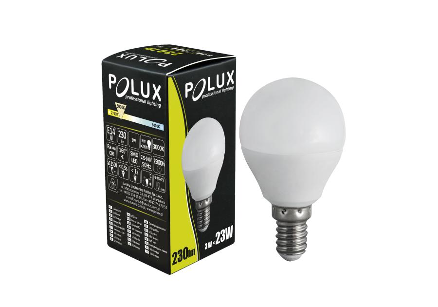 Zdjęcie: Żarówka LED G45 E14  3,5 W 230 lm pc+aluminium POLUX