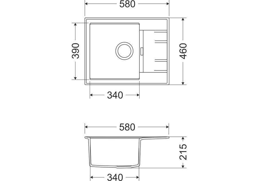 Zdjęcie: Zlewozmywak granitowy Avangard 1-komorowy grafitowy 58x46x21,5 cm syfon i bateria U MILÓ
