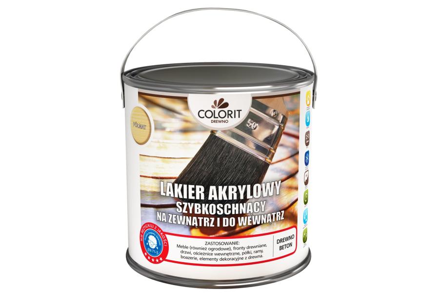 Zdjęcie: Lakier akrylowy szybkoschnący na zewnątrz i do wewnątrz, połysk 2,5 L COLORIT