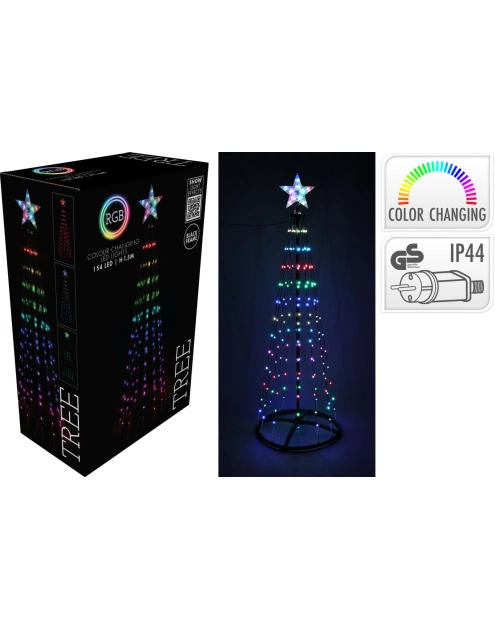 Zdjęcie: Choinka 150 cm 154 led rgb czarny KOOPMAN