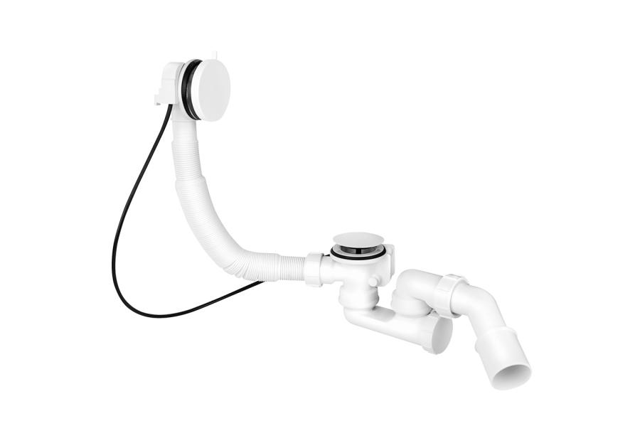 Zdjęcie: Zestaw odpływowo-przelewowy wannowy z odejściem 40/50 mm pokrętło mosiądz biały MCALPINE