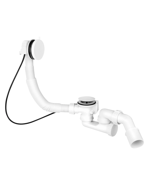 Zdjęcie: Zestaw odpływowo-przelewowy wannowy z odejściem 40/50 mm pokrętło mosiądz biały MCALPINE