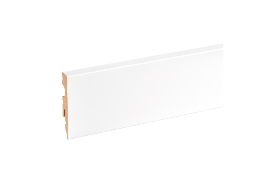 Zdjęcie: Listwa przypodłogowa MDF Biały RAL 9003 okleina półmat 6x1,1 cm kwadrat R3 220 cm CEZAR