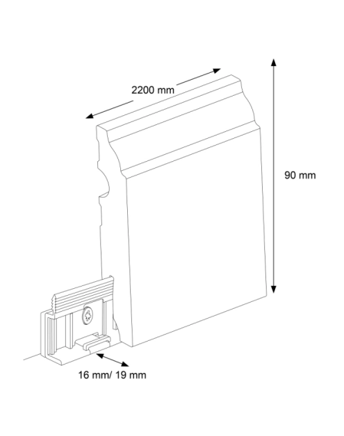 Zdjęcie: Listwa przypodłogowa MDF Biały RAL 9003 okleina półmat 6x1,1 cm kwadrat R3 220 cm CEZAR