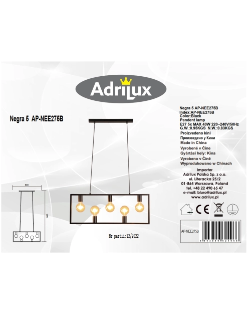 Zdjęcie: Kinkiet Negra 5 ADRILUX