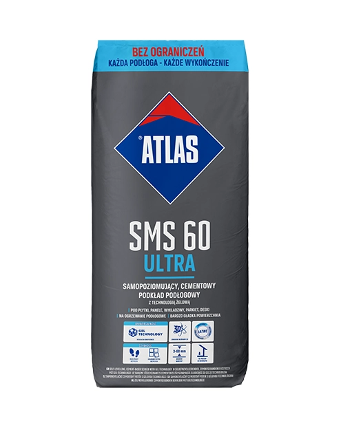 Zdjęcie: Samopoziomujący cementowy podkład podłogowy SMS 60 Ultra 25 kg ATLAS