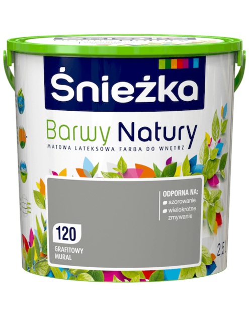 Zdjęcie: Farba do ścian i sufitów grafitowy mural 2,5 L ŚNIEŻKA