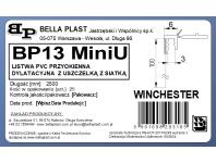 Zdjęcie: Listwa PVC BP13 Mini U L250 6/3 winchester, z siatką i z uszczelką BELLA PLAST