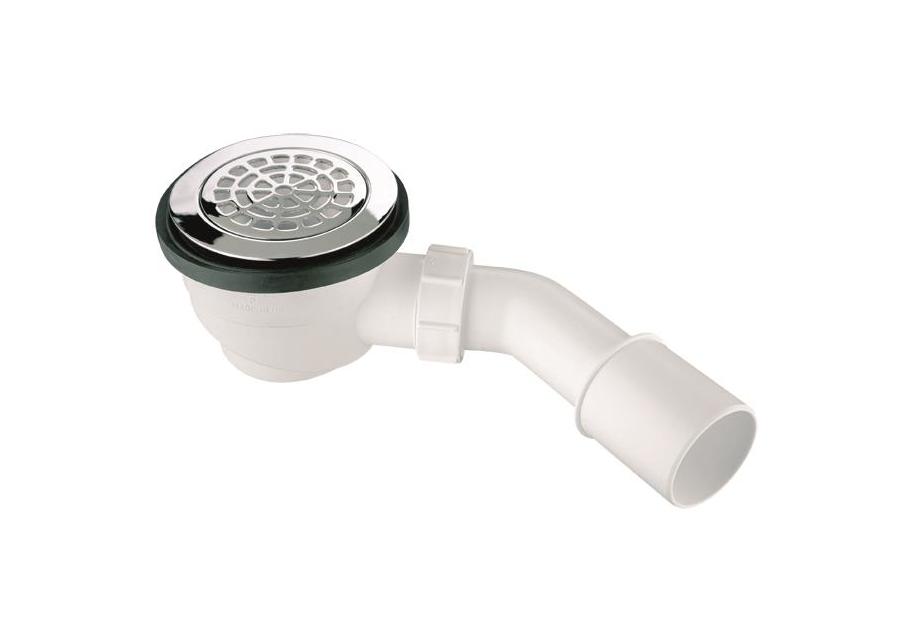 Zdjęcie: Syfon brodzikowy wys. 80 mm z odejściem 40/50 mm pokrywa mosiądz chrom 113 mm MCALPINE