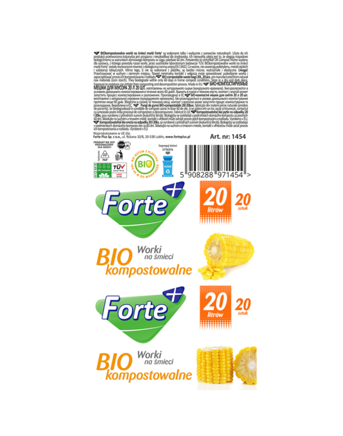 Zdjęcie: Worki na śmieci biokompostowalne 20 L - 20 szt. FORTE+