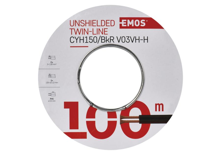Zdjęcie: Przewód nieekranowany 1,50 czarno-czerwony, 100m EMOS