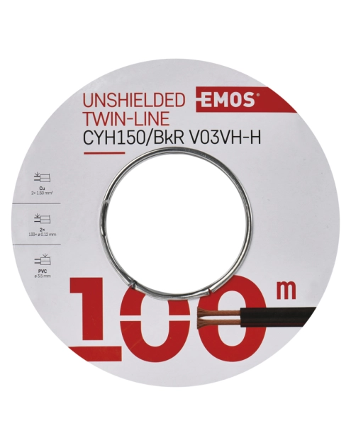 Zdjęcie: Przewód nieekranowany 1,50 czarno-czerwony, 100m EMOS