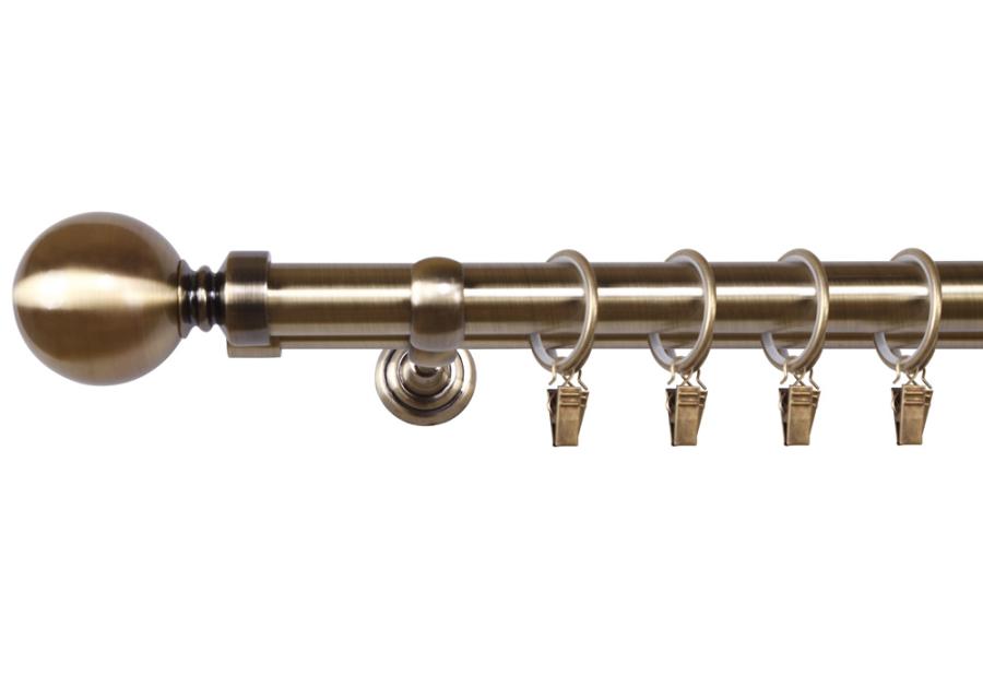 Zdjęcie: Karnisz podwójny Triest zakończenie kula 25x19 mm antyczny mosiądz 200 cm MARDOM