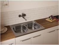 Zdjęcie: Zlew nakładany 2-komorowy 60x80 cm z syfonem KUCHINOX