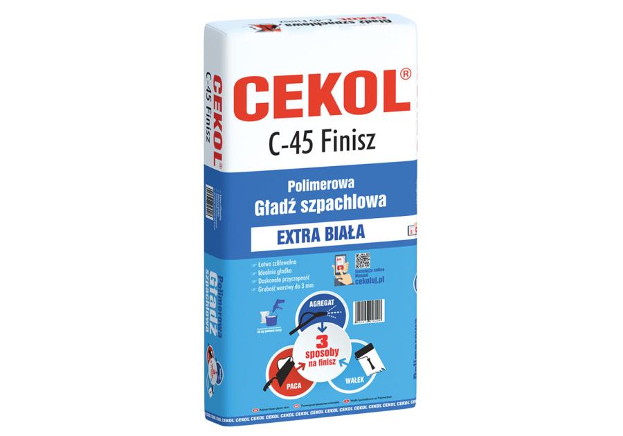 Zdjęcie: Gładź szpachlowa Finisz C-45, 20 kg biała CEKOL