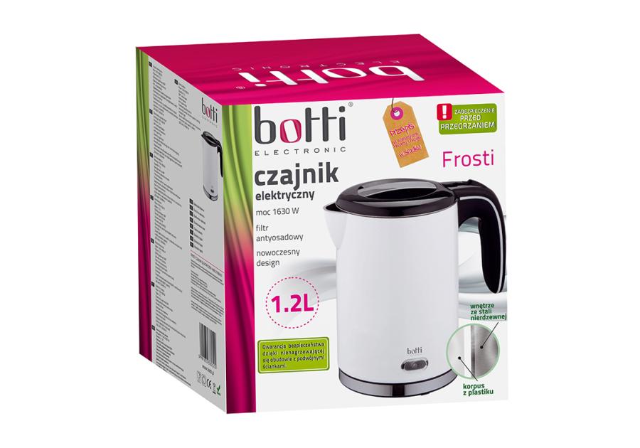 Zdjęcie: Czajnik elektryczny Frosti 1,2 L HHB1219 BIALY BOTTI