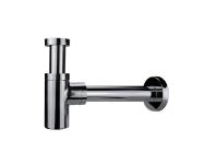 Zdjęcie: Syfon ozdobny do umywalki butelkowy niski bez spustu metalowy - chrom INSTADRAIN