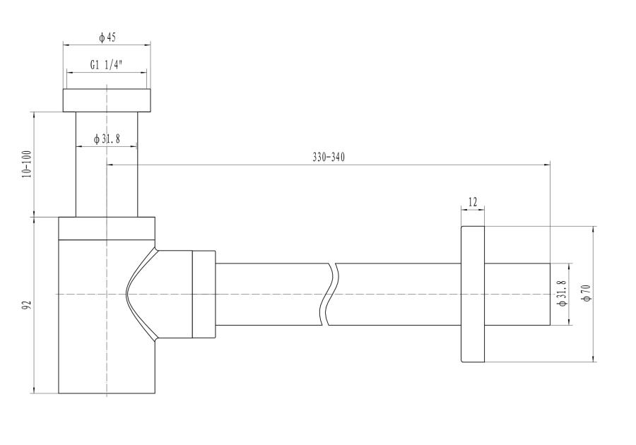 Zdjęcie: Syfon ozdobny do umywalki butelkowy niski bez spustu metalowy - chrom INSTADRAIN
