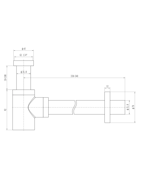 Zdjęcie: Syfon ozdobny do umywalki butelkowy niski bez spustu metalowy - chrom INSTADRAIN