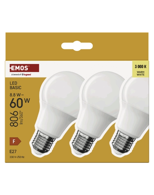 Zdjęcie: Żarówka LED Basic  8,8 W ciepła biel - 3 szt. EMOS