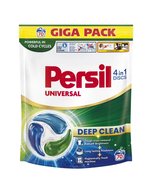 Zdjęcie: Kapsułki do prania tkanin białych Deep Clean 4in1 Discs Universal 70 szt. PERSIL