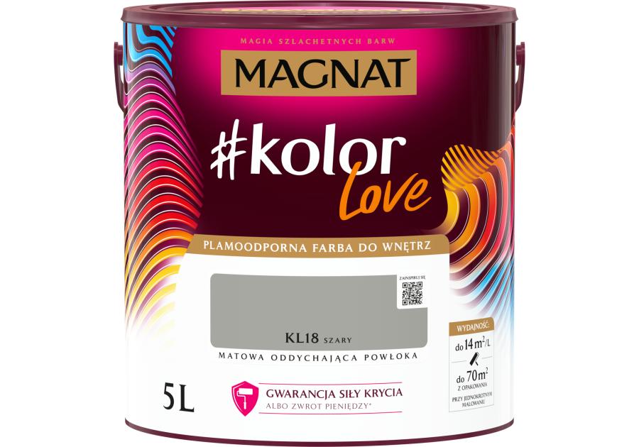 Zdjęcie: Farba plamoodporna kolorLove KL18 szary 5 L MAGNAT