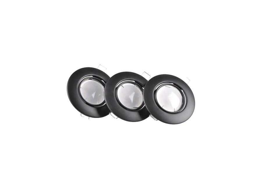 Zdjęcie: Oprawki ruchome LED Olin stal 3in1 okrągłe czarne perłowe 3pak POLUX